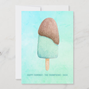 Watercolor Popsicle Summer Family Photo Greeting Holiday Card