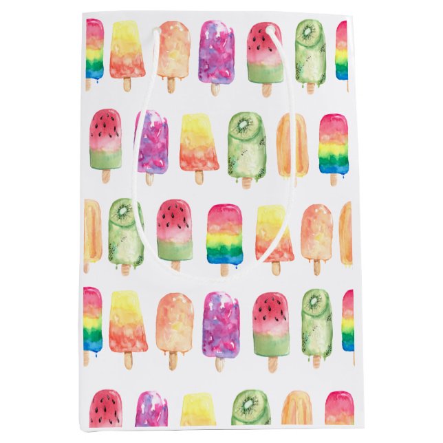 Watercolor Popsicles Medium Gift Bag (Front)