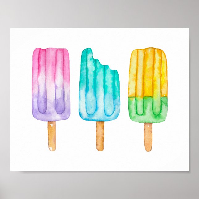 Watercolor Popsicles Poster (Front)
