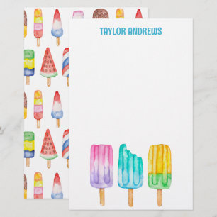 Watercolor Popsicles Stationery