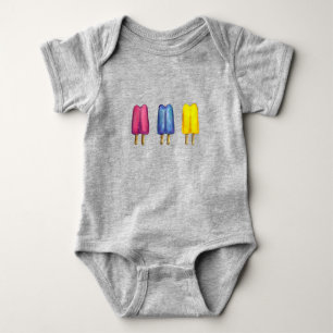 Watercolor Popsicles Twin Pop Pops Ice Lollies Baby Bodysuit