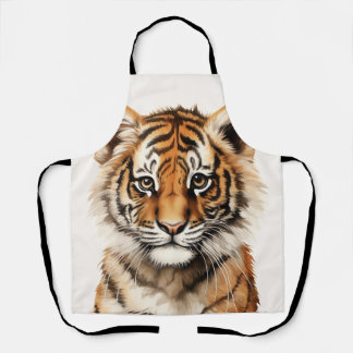 Watercolor Portrait of a Little Tiger Apron