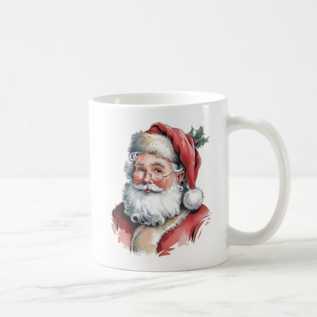 Watercolor portrait of Santa Claus Coffee Mug (Right)