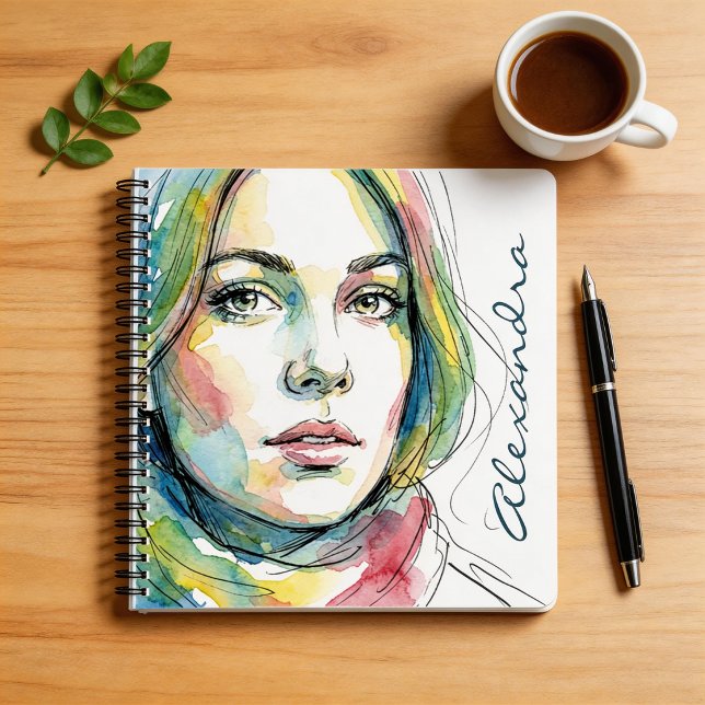 Watercolor Portrait Personalized Name Journal (Creator Uploaded)