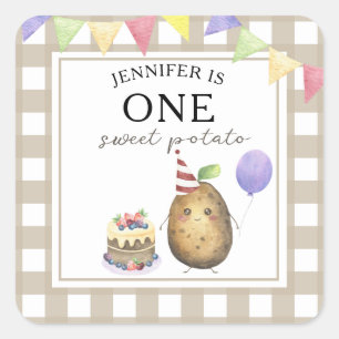 Watercolor Potato 1st birthday Square Sticker