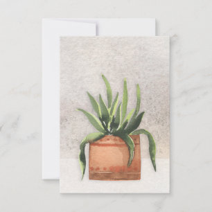 Watercolor Potted Houseplant Blank Greeting Card