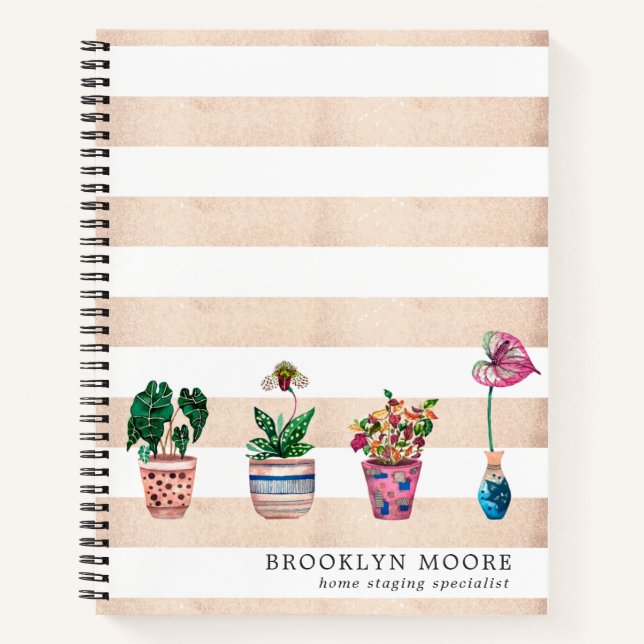 Watercolor Potted Plant Personalized Journal (Front)
