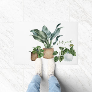 Watercolor Potted Plants "Plant Parent" Quote Doormat