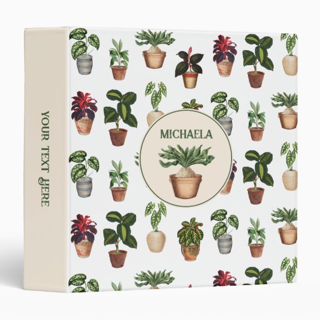 Watercolor Potted Plants Terracotta Pots Name Binder (Front/Spine)