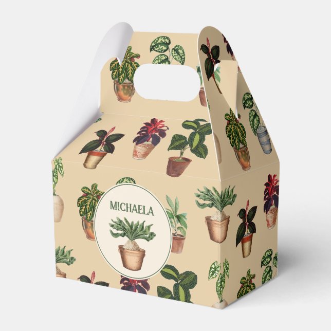 Watercolor Potted Plants Terracotta Pots Name Favor Box (Front Side)