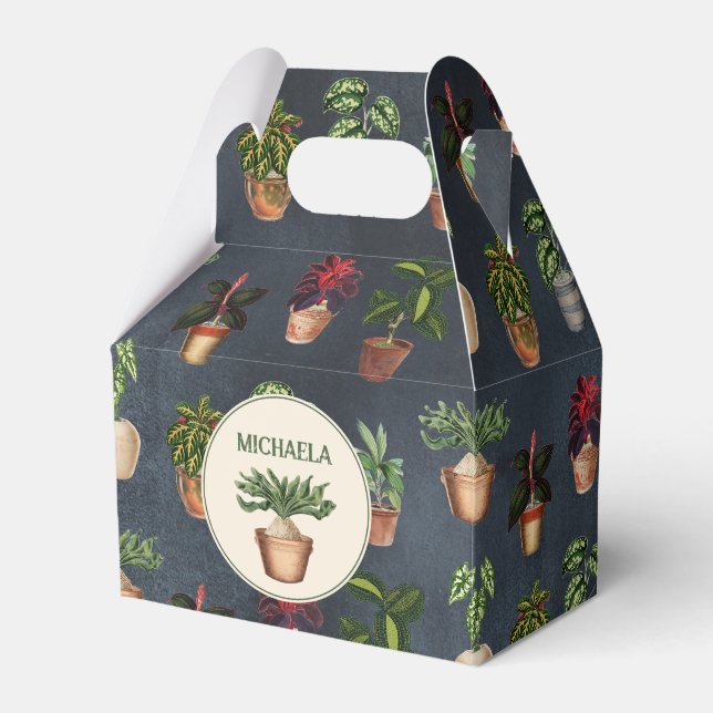 Watercolor Potted Plants Terracotta Pots Rustic Favor Box (Front Side)