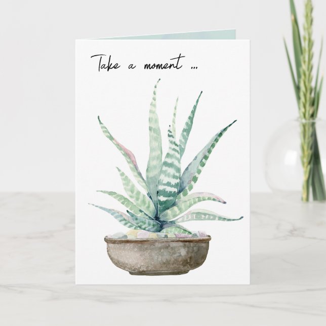 Watercolor Potted Succulent Card (Front)