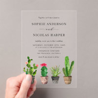 Watercolor Potted Succulents and Cactus Wedding 