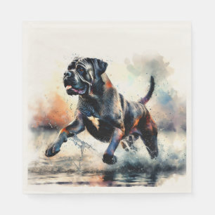 Watercolor powerful Cane Corso dog Napkin