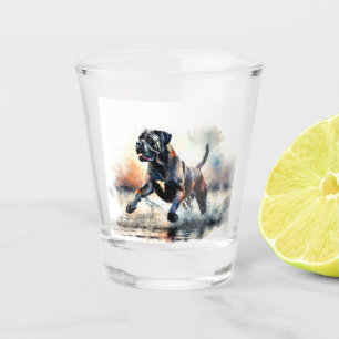 Watercolor powerful Cane Corso dog Shot Glass