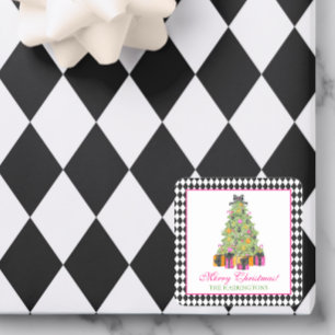 Watercolor Preppy Bright Glamour Christmas Party Square Sticker