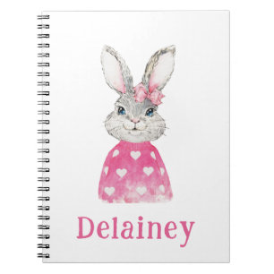 Watercolor Preppy Bunny Personalized Notebook