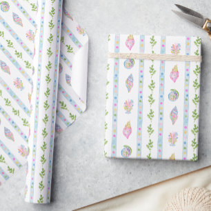 Watercolor Preppy Coastal Merry & Bright Wrapping Paper
