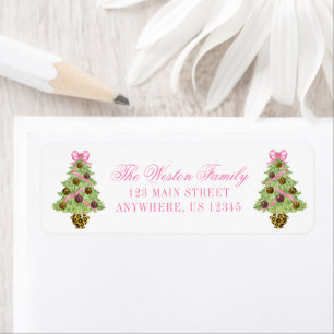 Watercolor Preppy Leopard Christmas Address