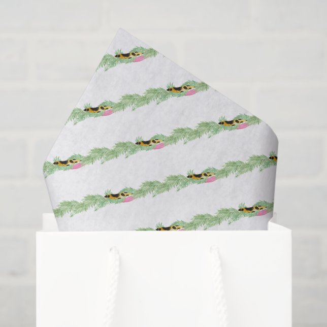 Watercolor Preppy Leopard Garland Christmas Tissue Paper (Gift Bag)