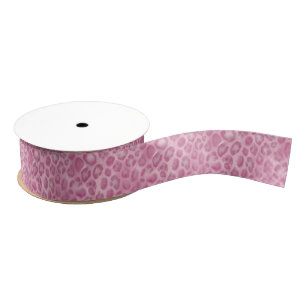 Watercolor Preppy Pink Leopard Print Grosgrain Ribbon