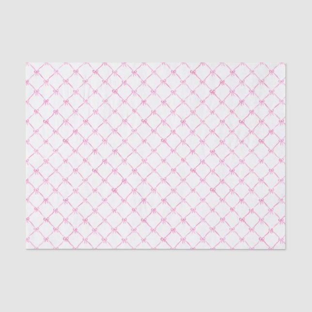 Watercolor Preppy Pink Ribbon Bow Pattern Tissue Paper (Front)