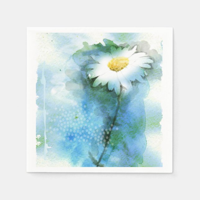 Watercolor Pretty Daisy - All Options Napkin (Front)