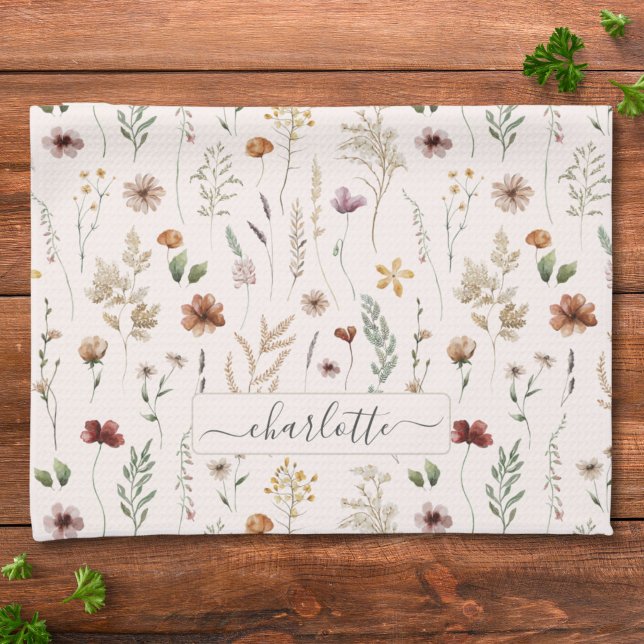 Watercolor Pretty Floral Wild flowers Pattern  Kitchen Towel (Creator Uploaded)