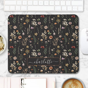 Watercolor Pretty Floral Wild flowers Pattern Mouse Pad