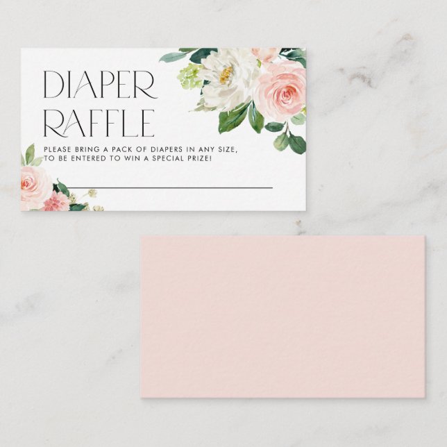 Watercolor Pretty Garden Flowers Diaper Raffle Enclosure Card (Front/Back)