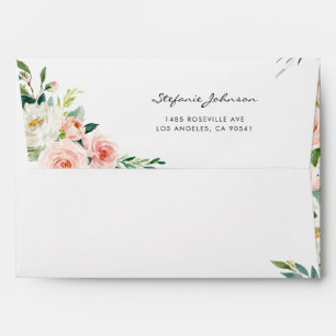 Watercolor Pretty Garden Flowers Personalized Envelope