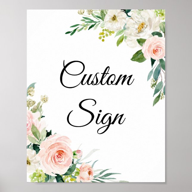 Watercolor Pretty Garden Flowers Personalized Poster (Front)