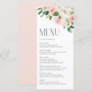 Watercolor Pretty Garden Flowers Spring Wedding Menu