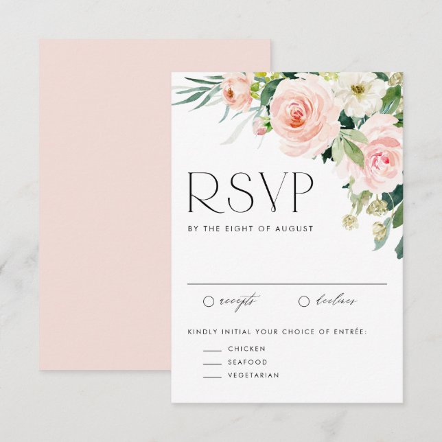 Watercolor Pretty Garden Flowers Spring Wedding RSVP Card (Front/Back)
