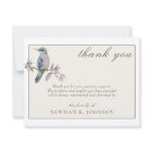 Watercolor Pretty Hummingbird Memorial Thank You