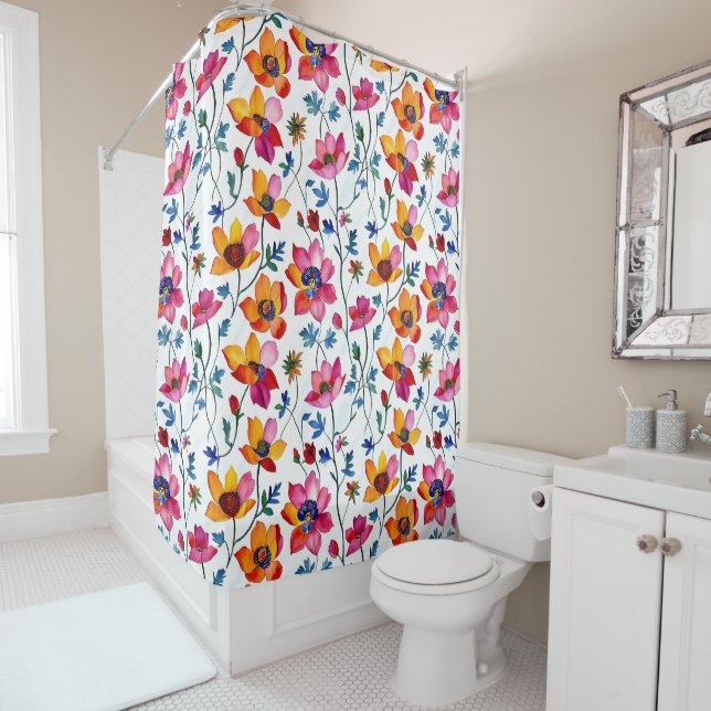 Watercolor Pretty Pink and Yellow Floral  (In Situ)