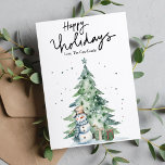 Watercolor Pretty Snowman Christmas Flat  Holiday Card<br><div class="desc">Embrace the spirit of the season with our newest collection of Flat Christmas greeting cards, designed to spread joy and cheer among business partners, friends, and beloved family members. Our assortment boasts an array of festive designs, each crafted to bring warmth and merriment to your holiday messages. Whether extending season's...</div>