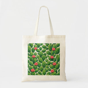 Watercolor Prickly Pear Cactus Pink Flower Pattern Tote Bag