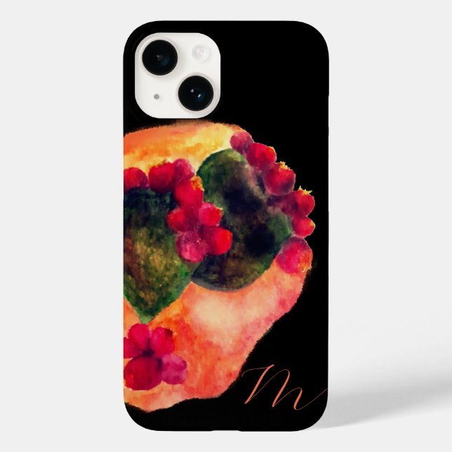 Watercolor prickly pears Cactus Monogram Case-Mate iPhone Case (Back)
