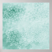 Watercolor Primroses in Emerald Green | 1x1 Ratio