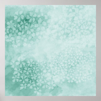 Watercolor Primroses in Emerald Green | 1x1 Ratio Poster