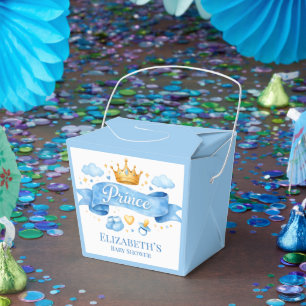 Watercolor Prince Boy Baby Shower Favor Box