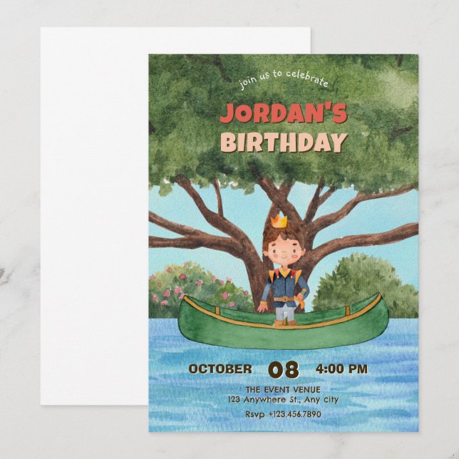 Watercolor prince invitation (Front/Back)