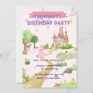 Watercolor Princess Birthday Invitation, Invitation