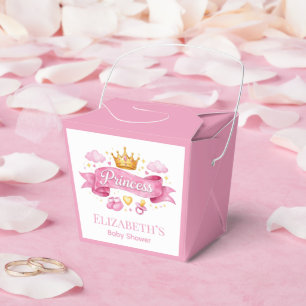 Watercolor Princess Pink Girl Baby Shower Favour Favor Box