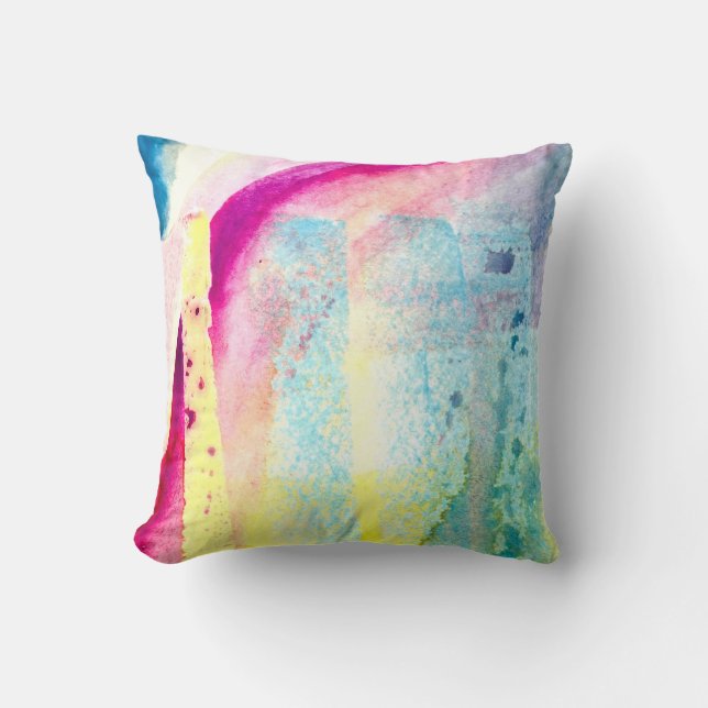 Watercolor Print Throw Pillow (Front)
