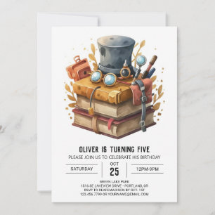 Watercolor Printable Detective Birthday Invitation