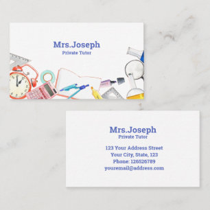 Watercolor Private Tutor Business Card