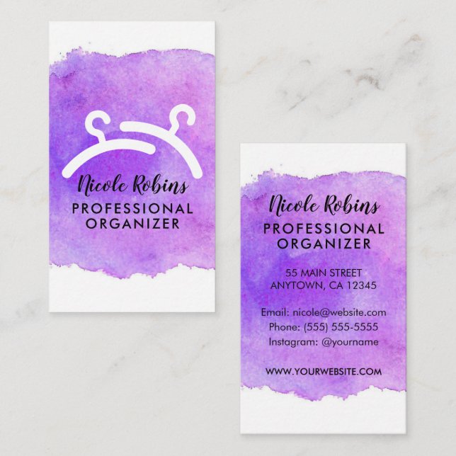 Watercolor Professional Closet Organizer Business Card (Front/Back)