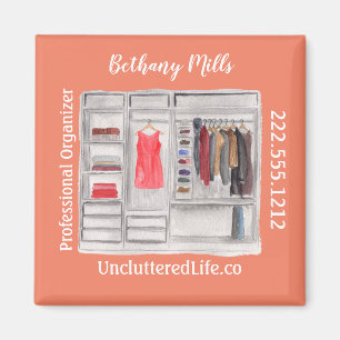 Watercolor Professional Organizer  Modern Square  Magnet